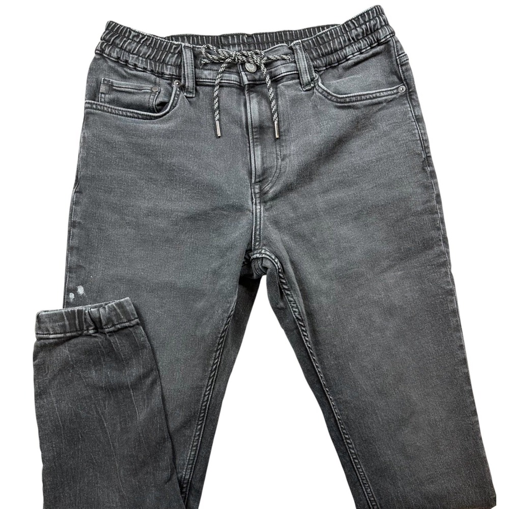 H&M High Waist Denim Jeans Black Stonewash Drawstring Waist Women's Medium